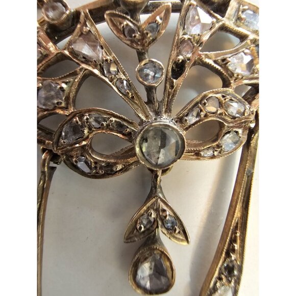 Antique Georgian 18k Yellow Gold Chandelier Rose Cut Diamond AMAZING Necklace - Picture 11 of 16